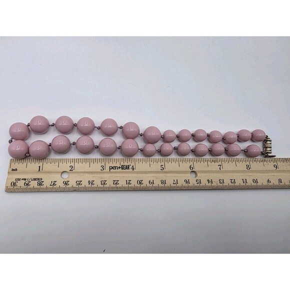 Vtg Les Bernard Inc Necklace Lt Pink‎ Graduated Lucite Beads knotted 18 Inches - Picture 7 of 9